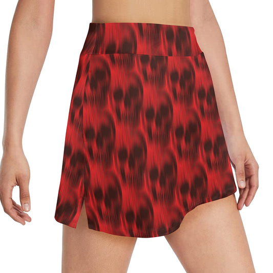 Skull Red Print Design LKS306 17" Golf & Pickleball Skort with Pockets