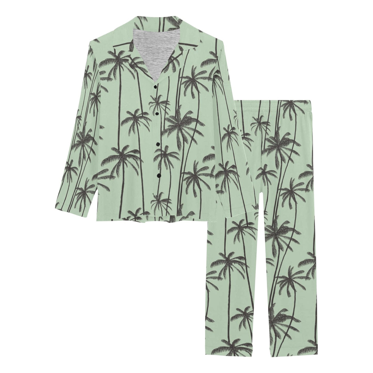 Palm Tree Pattern Print Design A04 Women's Long Pajama Set