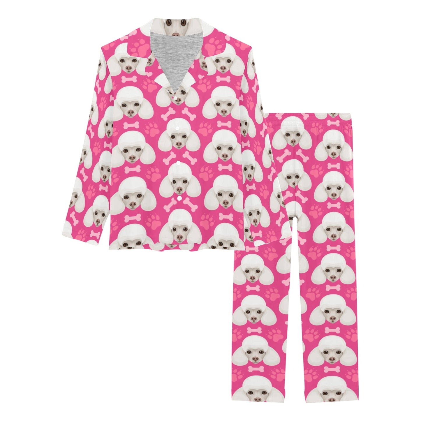 Poodle Pattern Print Design A04 Women's Long Pajama Set