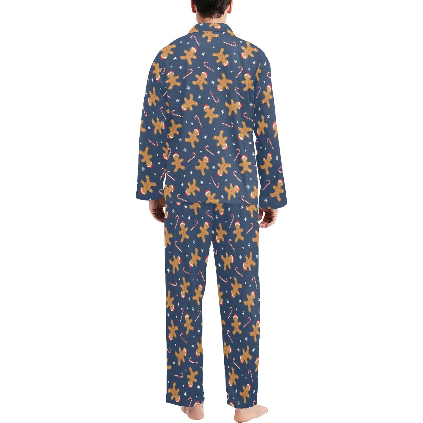 Gingerbread Pattern Print Design 01 Men's Long Pajama Set