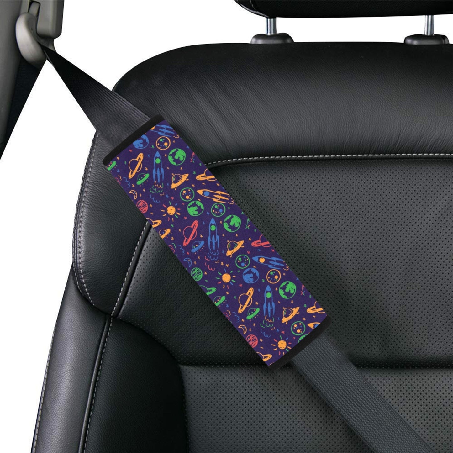 UFO Space Rocket Print Design LKS302 Car Seat Belt Cover