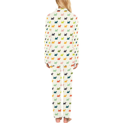 Scottish Terriers Print Design LKS305 Women's Long Pajama Set