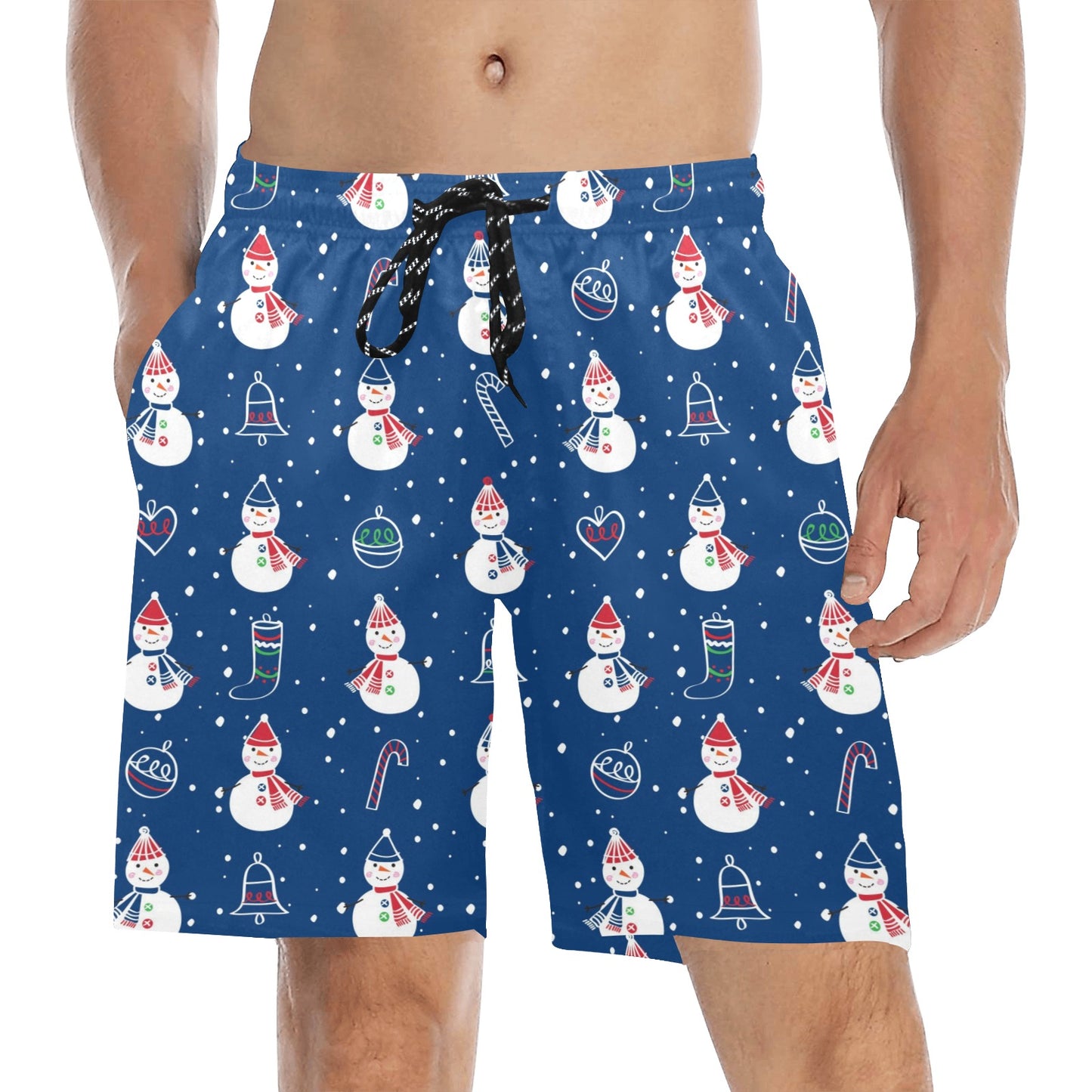 Snowman Print Design LKS306 Men's Swim Trunks Beach Shorts