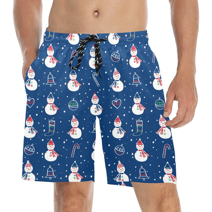 Snowman Print Design LKS306 Men's Swim Trunks Beach Shorts