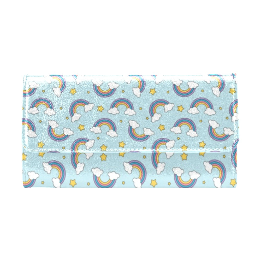Rainbow Cloud Print Pattern Women's Trifold Wallet