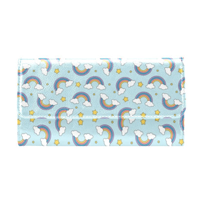 Rainbow Cloud Print Pattern Women's Trifold Wallet