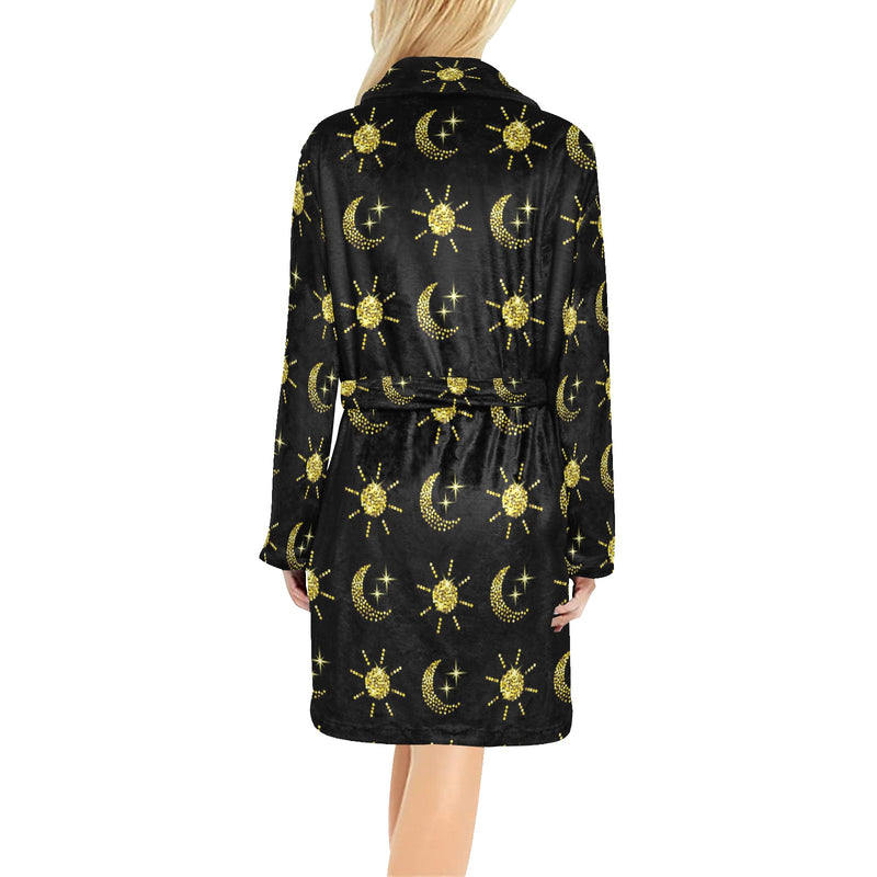 Sun Moon Print Design LKS304 Women's Fleece Robe