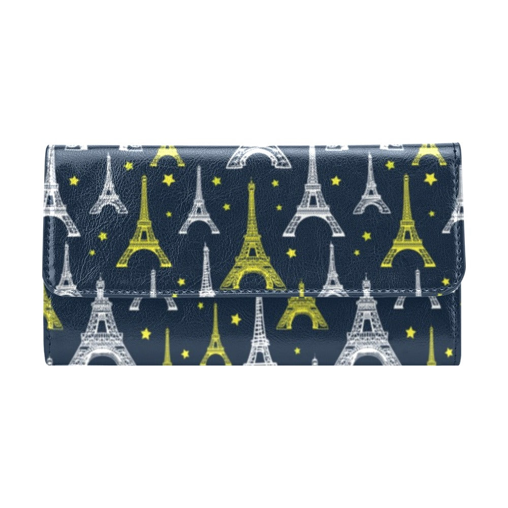Eiffel Tower Star Print Women's Trifold Wallet