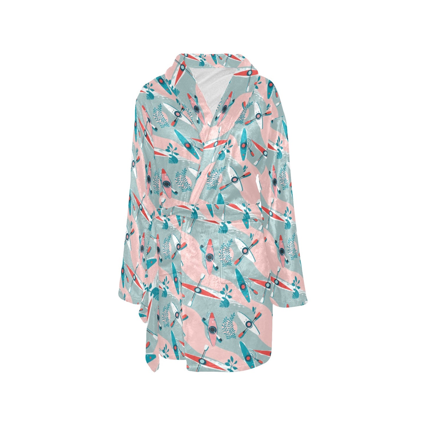 Kayak Pattern Print Design 05 Women's Fleece Robe