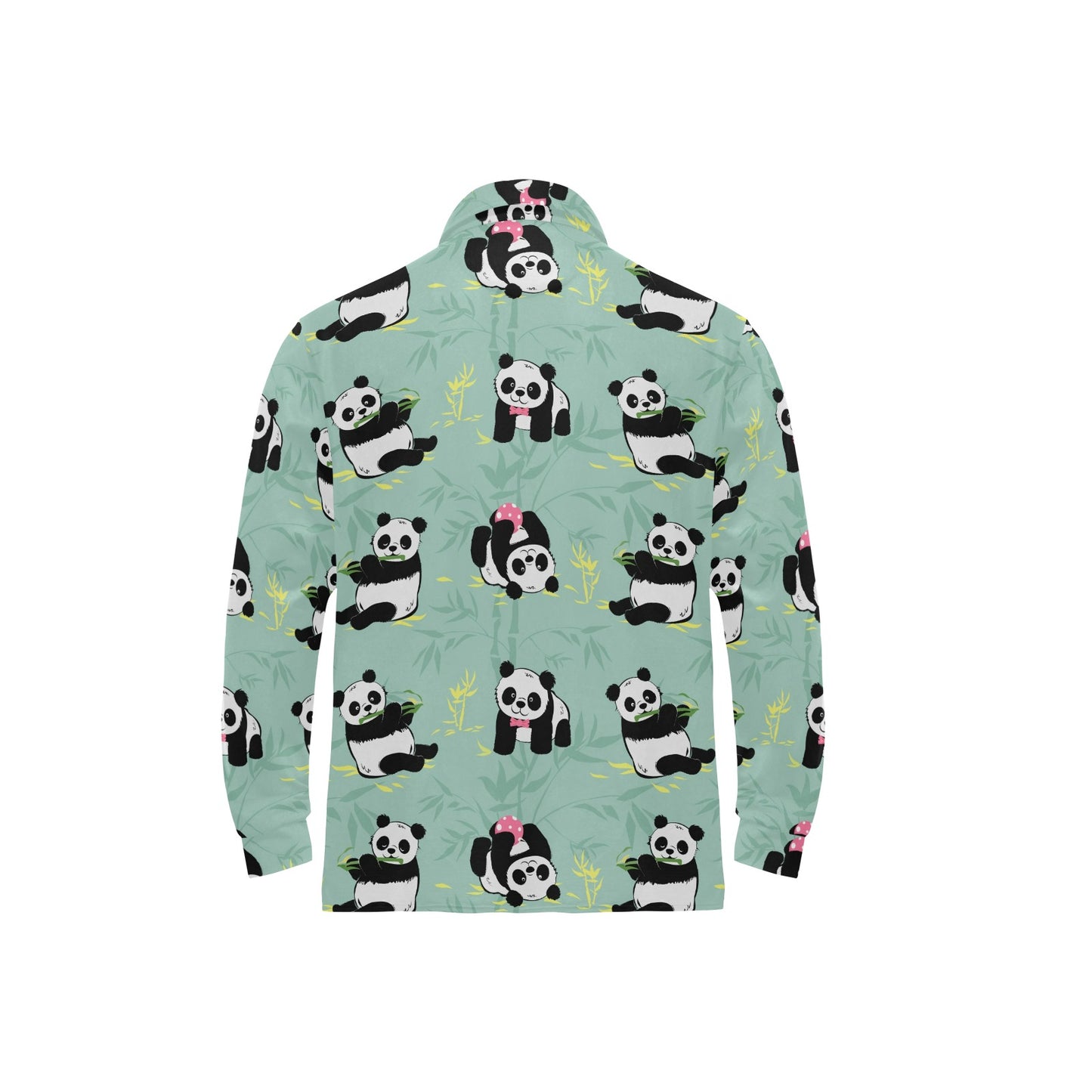Panda Pattern Print Design A05 Long Sleeve Polo Shirt For Men's