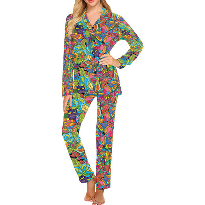 Trippy Print Design LKS301 Women's Long Pajama Set