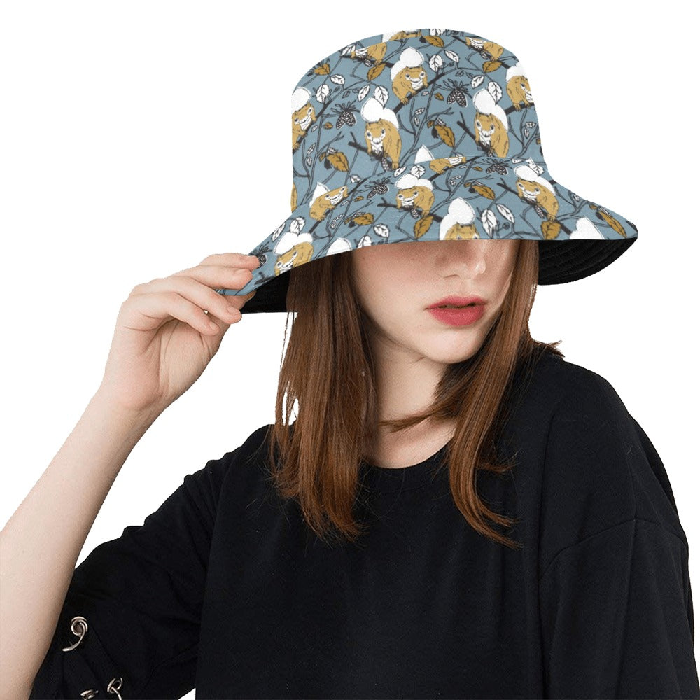 Squirrel Print Design LKS305 Unisex Bucket Hat