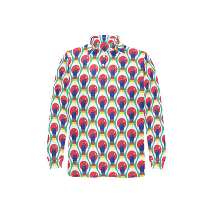 Bowling Pattern Print Design 05 Long Sleeve Polo Shirt For Men's