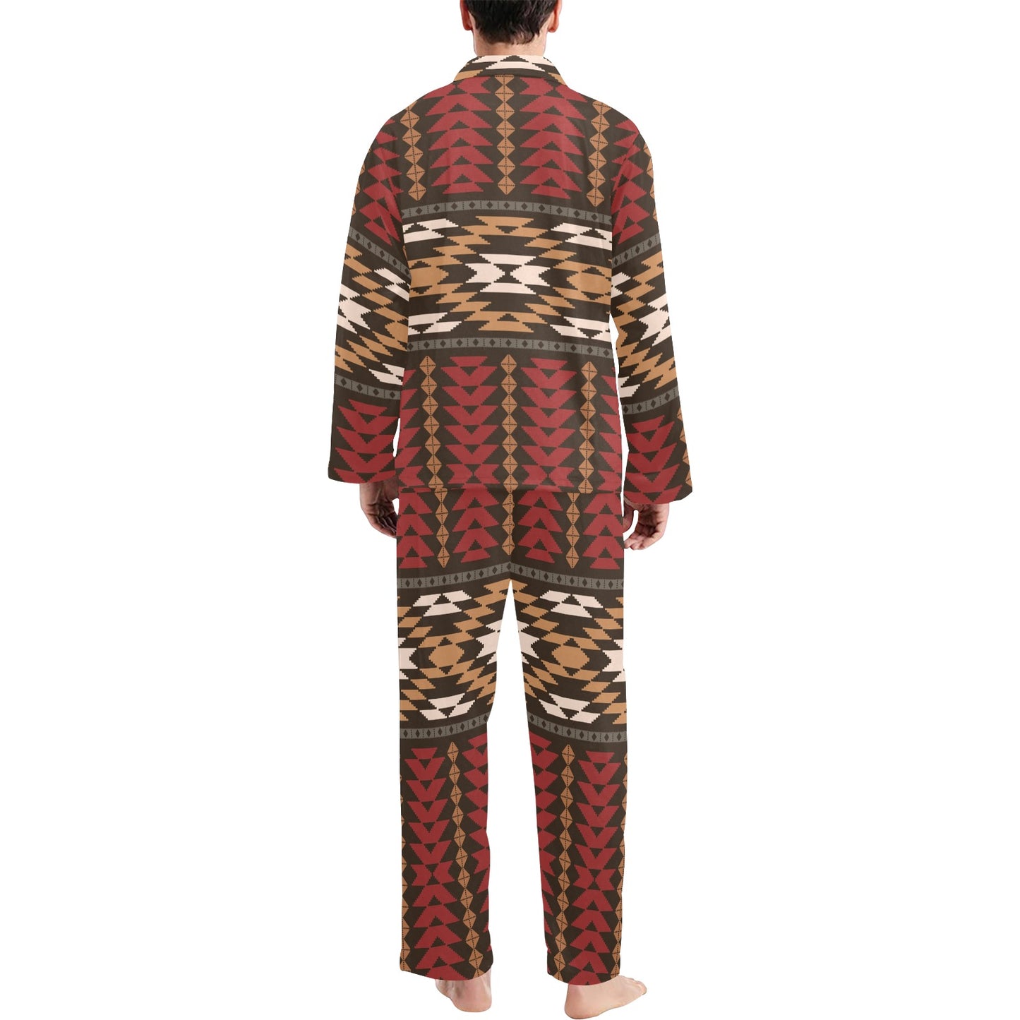 Native Pattern Print Design A02 Men's Long Pajama Set