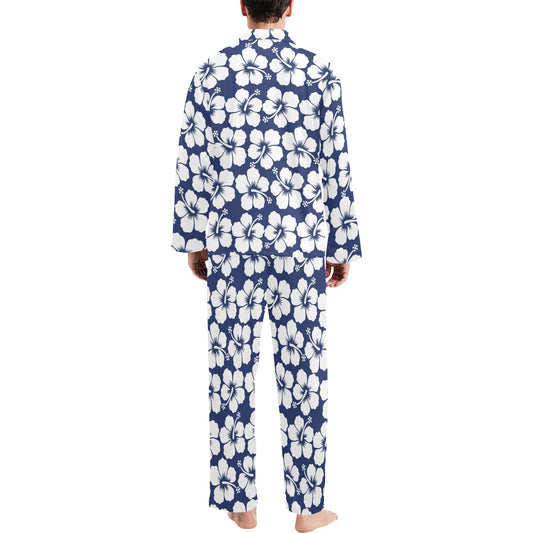 Hibiscus Pattern Print Design HB013 Men's Long Pajama Set