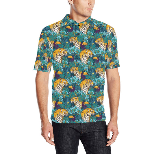 Tiger Tropical Print Design LKS301 Men Polo Shirt
