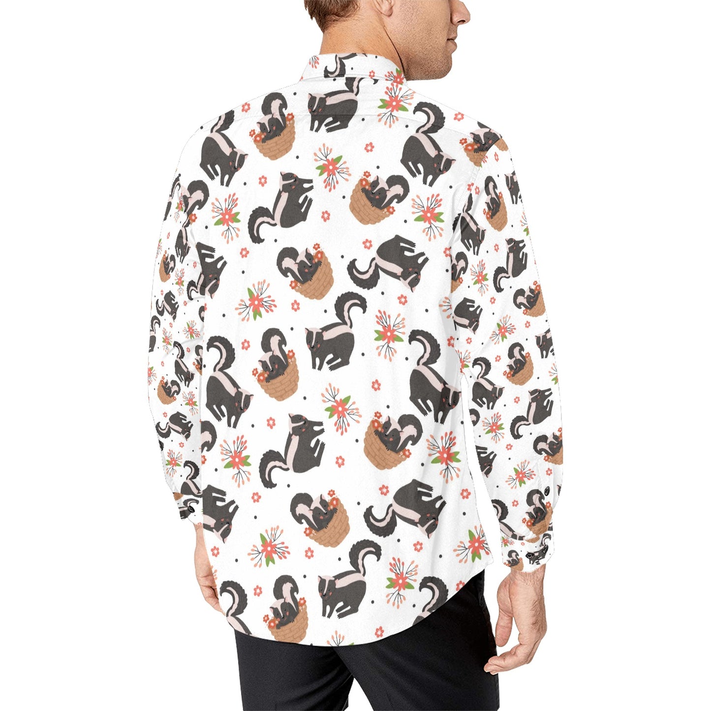 Skunk Print Design LKS304 Men's Long Sleeve Dress Shirt