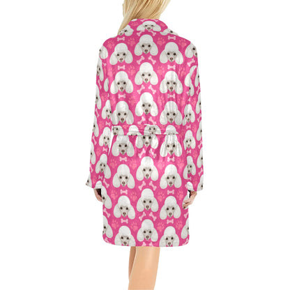 Poodle Pattern Print Design A04 Women's Fleece Robe