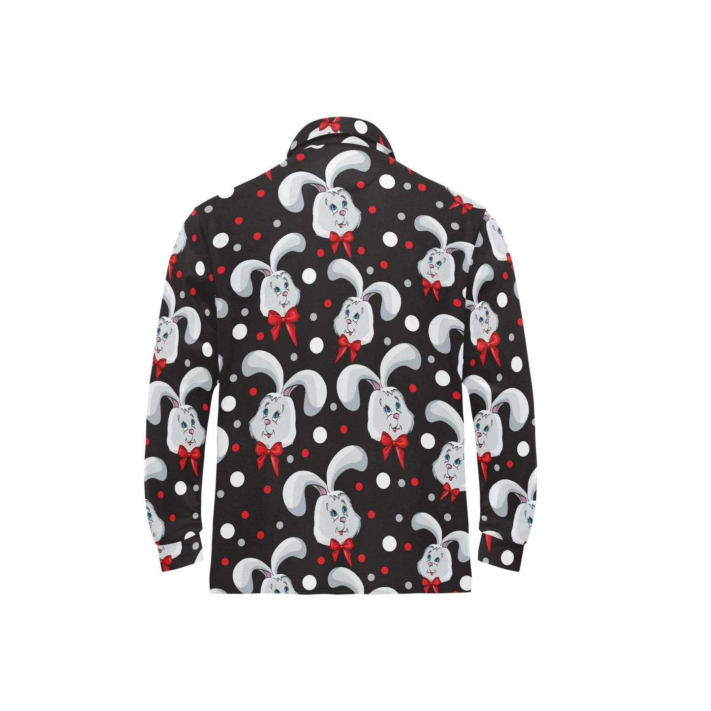 Rabbit Pattern Print Design RB012 Long Sleeve Polo Shirt For Men's
