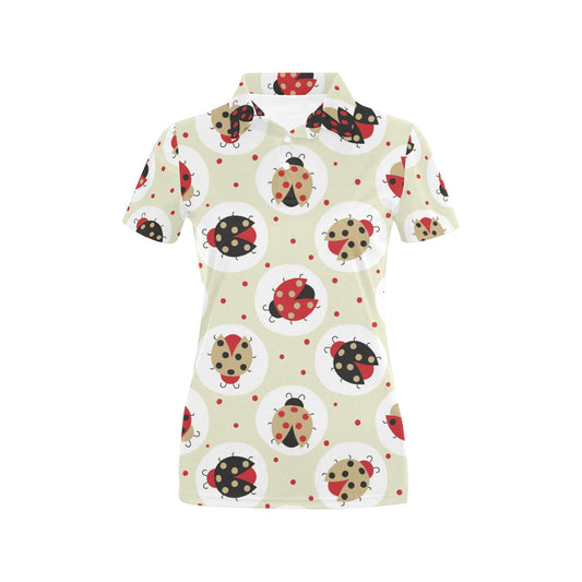 Ladybug Pattern Print Design 03 Women's Polo Shirt