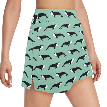 Whale Print Design LKS307 17" Golf & Pickleball Skort with Pockets