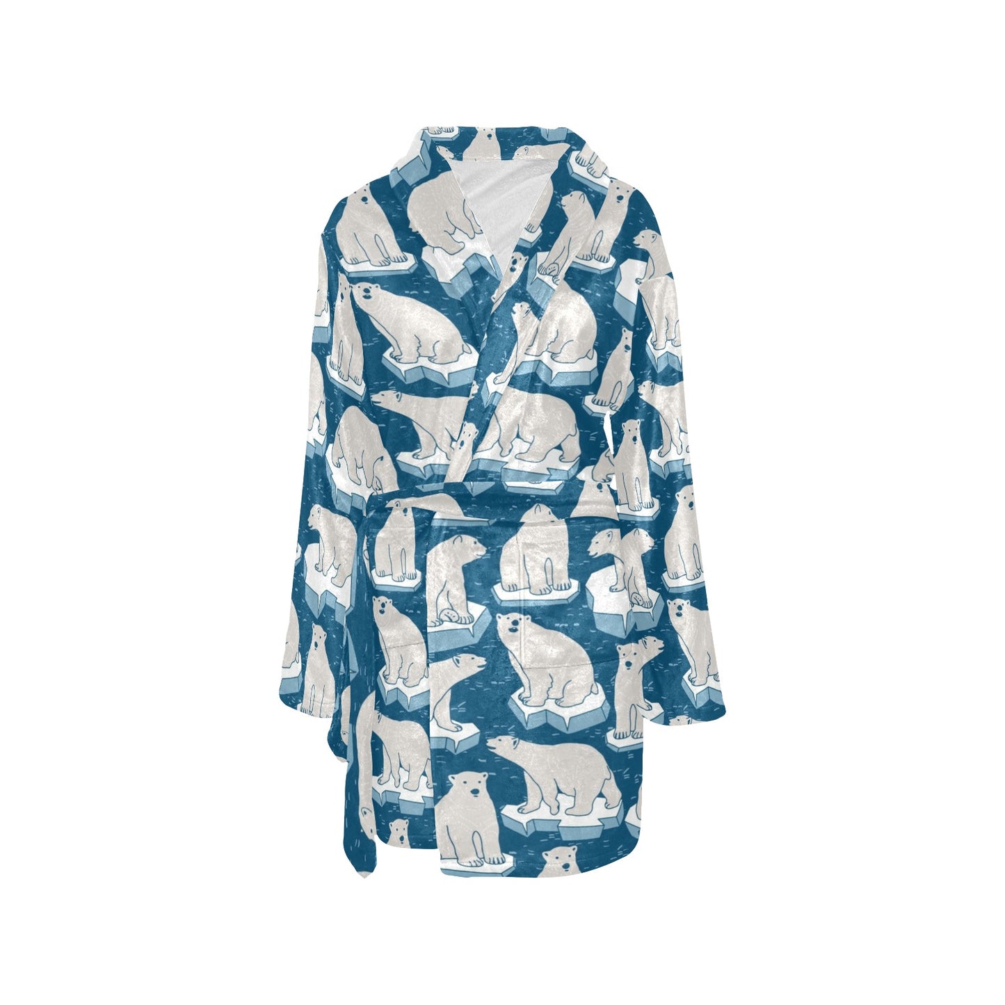 Polar Bear Pattern Print Design PB03 Women's Fleece Robe