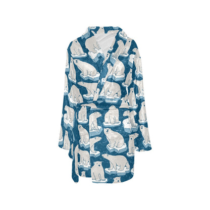 Polar Bear Pattern Print Design PB03 Women's Fleece Robe