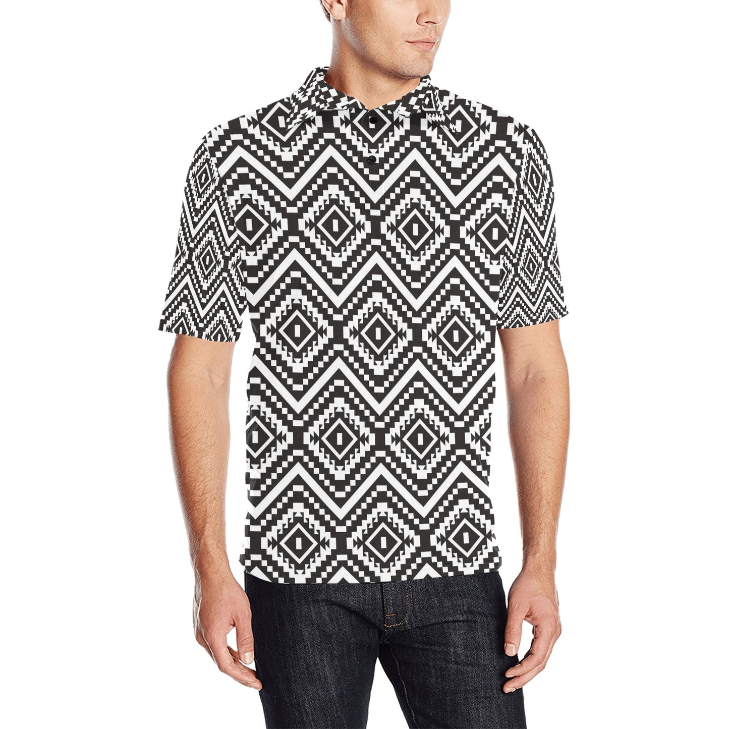 Tribal Pattern Print Design LKS303 Men Polo Shirt