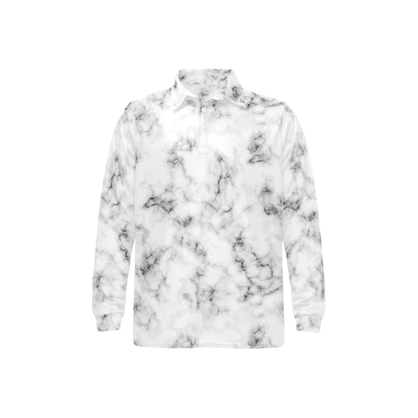 Marble Pattern Print Design 01 Long Sleeve Polo Shirt For Men's