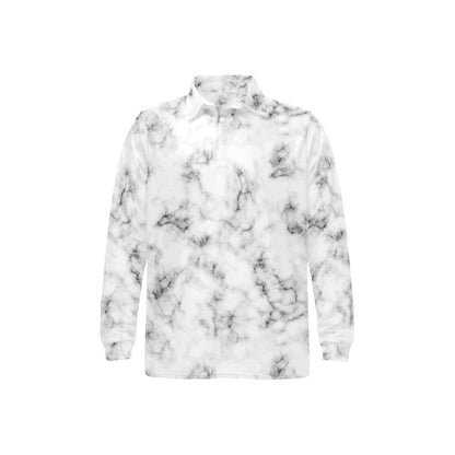 Marble Pattern Print Design 01 Long Sleeve Polo Shirt For Men's