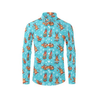 Reindeer Print Design LKS402 Men's Long Sleeve Dress Shirt