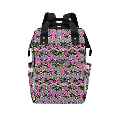 Hibiscus Pink Zigzag Line Pattern Design LKS307 Diaper Bag Backpack