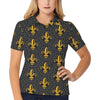 Fleur De Lis Gold Pattern Print Design 01 Women's Polo Shirt