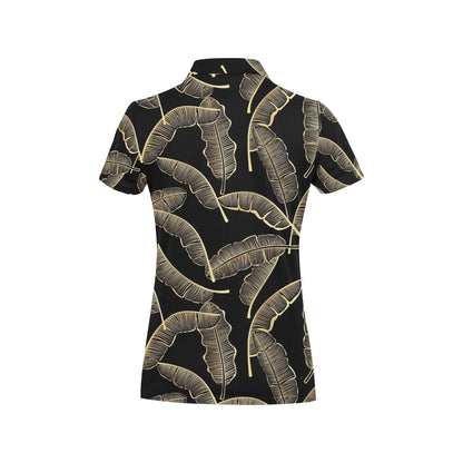 Banana Leaf Pattern Print Design BL07 Women's Polo Shirt