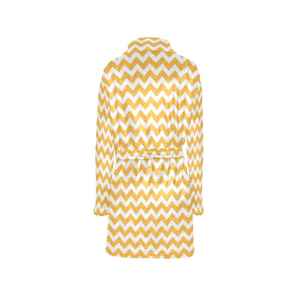 Chevron Orange Pattern Print Design 01 Women's Fleece Robe
