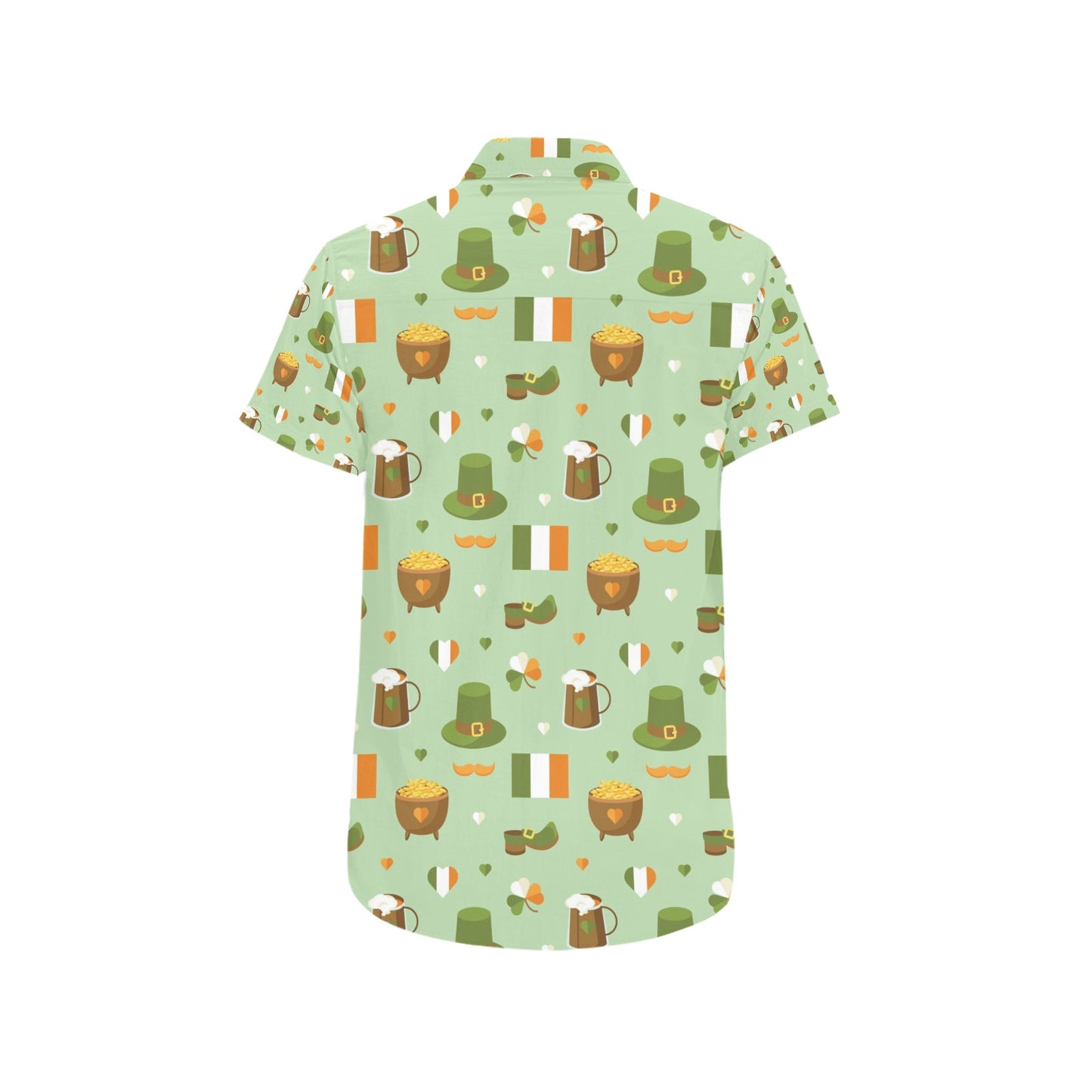 St Patricks Day Print Design LKS302 Men Short Sleeve Button Up Shirt