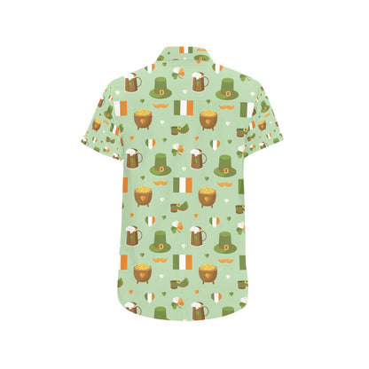 St Patricks Day Print Design LKS302 Men Short Sleeve Button Up Shirt
