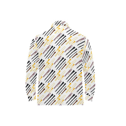 Clarinet Pattern Print Design 01 Long Sleeve Polo Shirt For Men's