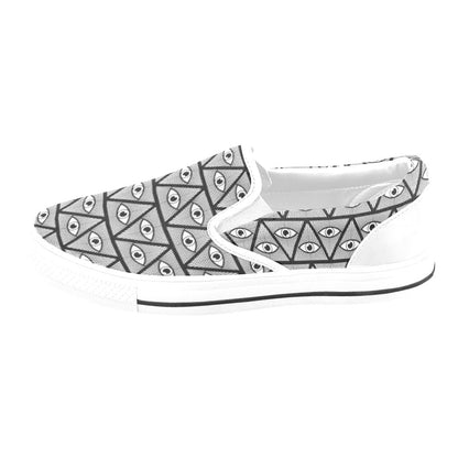 Third Eye Pattern Print Design LKS304 White Slip Ons Canvas Women's Shoes