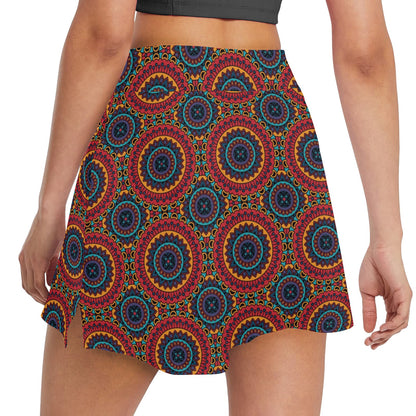 Bohemian Mandala Style Print 17" Golf & Pickleball Skort with Pockets