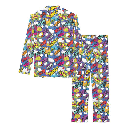 Comic Book Pattern Print Design 02 Women's Long Pajama Set