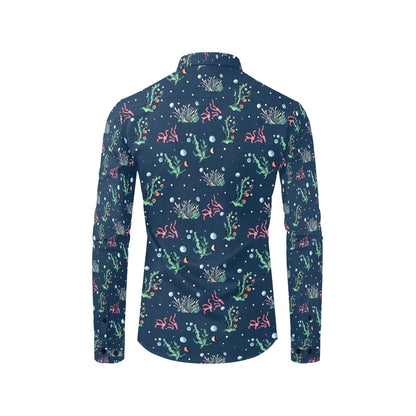 Seaweed Print Design LKS306 Men's Long Sleeve Dress Shirt