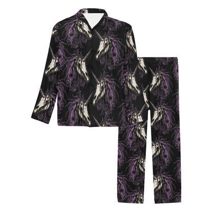 Unicorn Skull head Men's Long Pajama Set