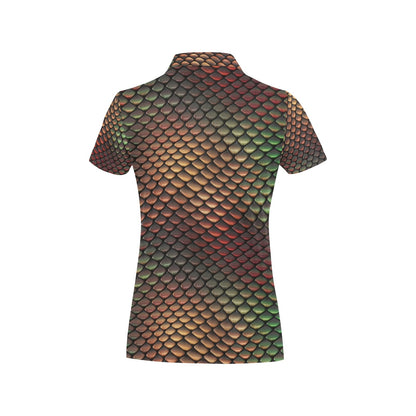Snake Skin Colorful Print Women's Polo Shirt