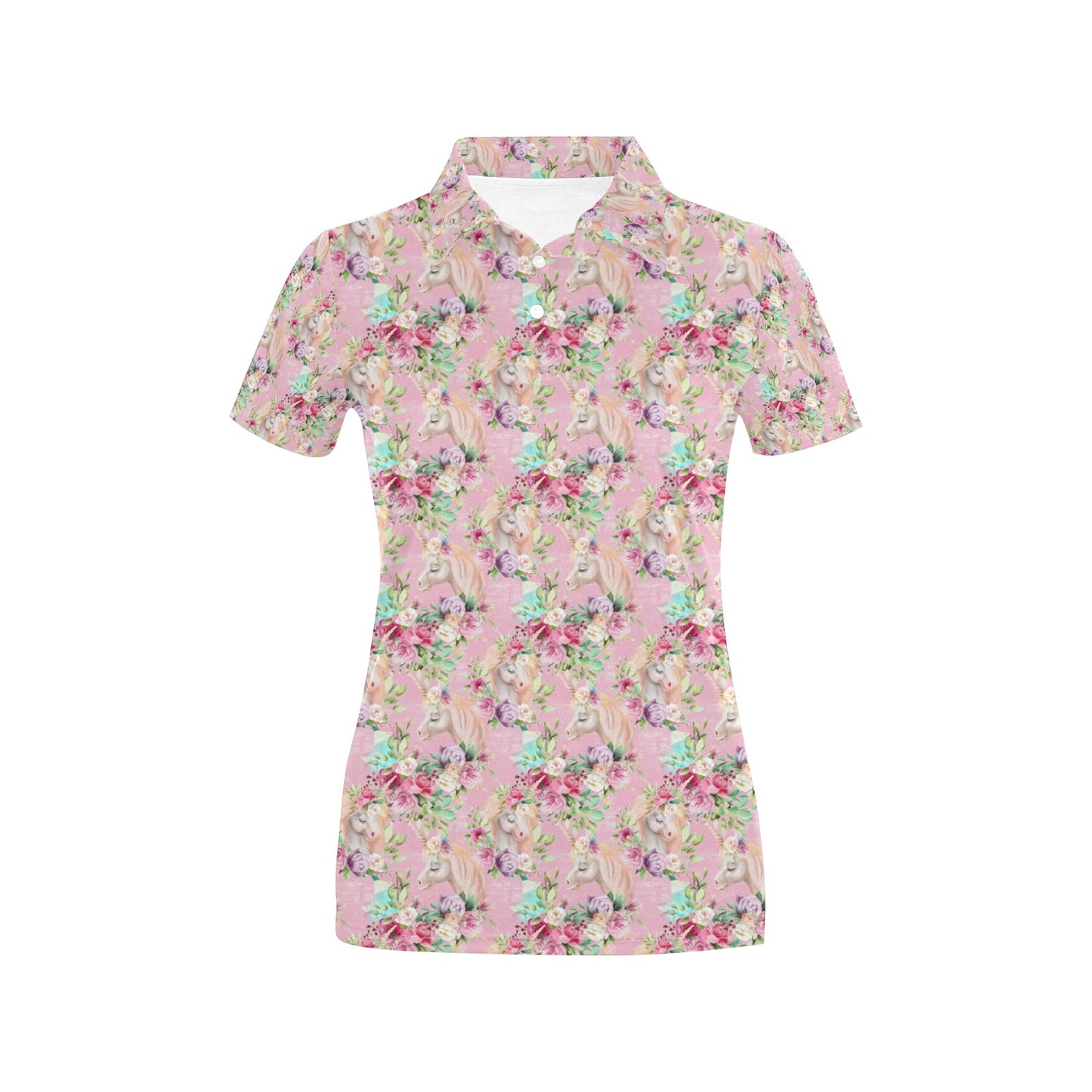 Unicorn Princess with Rose Women's Polo Shirt