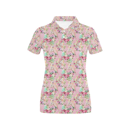 Unicorn Princess with Rose Women's Polo Shirt
