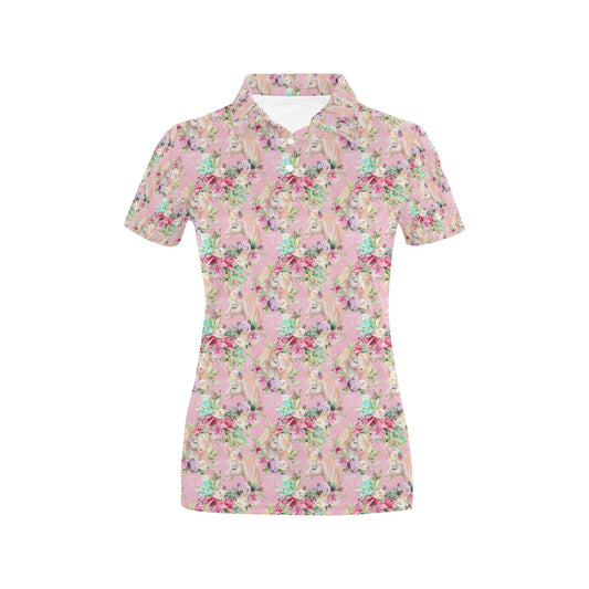Unicorn Princess with Rose Women's Polo Shirt