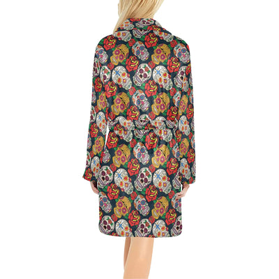 Sugar Skull Print Design LKS306 Women's Fleece Robe