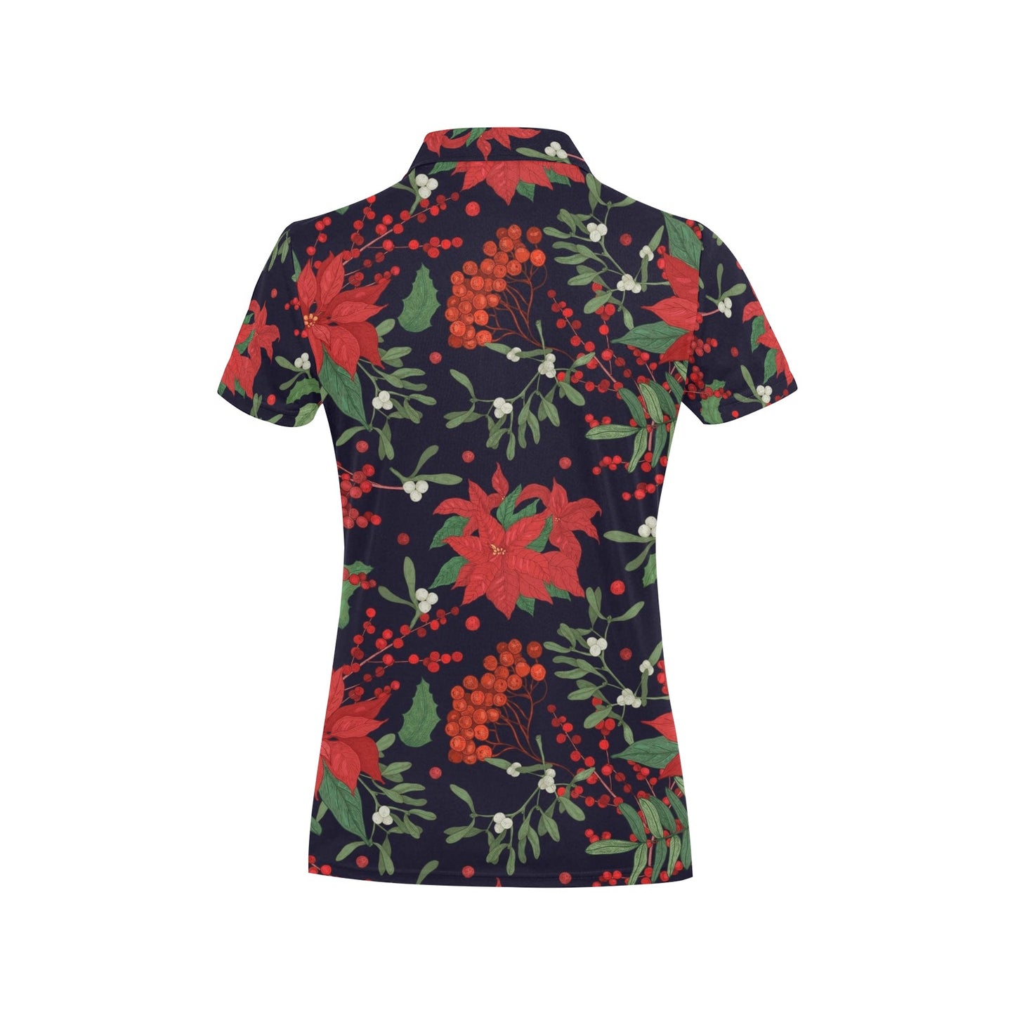 Poinsettia Pattern Print Design POT02 Women's Polo Shirt