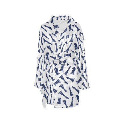 Chess Pattern Print Design 03 Women's Fleece Robe